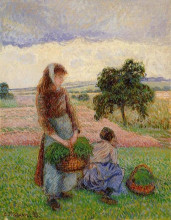 Копия картины "peasant woman carrying a basket" художника "писсарро камиль"