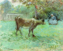 Копия картины "the cowherd" художника "писсарро камиль"