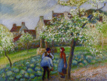 Копия картины "flowering plum trees" художника "писсарро камиль"
