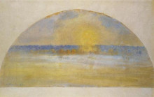 Репродукция картины "sunset with mist, eragny" художника "писсарро камиль"