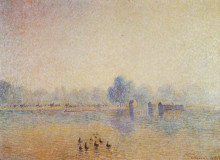 Репродукция картины "the serpentine, hyde park, fog effect" художника "писсарро камиль"