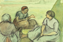 Репродукция картины "three peasant women" художника "писсарро камиль"