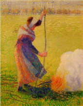 Копия картины "woman burning wood" художника "писсарро камиль"
