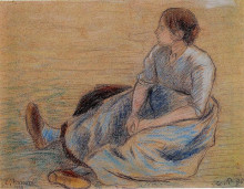 Картина "woman sitting on the floor" художника "писсарро камиль"