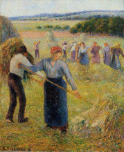 Копия картины "haymaking at eragny" художника "писсарро камиль"