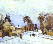 Копия картины "the versailles road at louveciennes" художника "писсарро камиль"