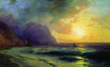 Копия картины "закат на море" художника "айвазовский иван"