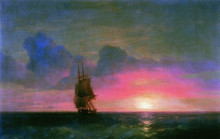 Репродукция картины "закат солнца. одинокий парусник" художника "айвазовский иван"