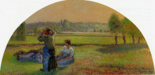 Картина "the siesin the fields" художника "писсарро камиль"