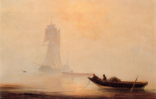 Копия картины "рыбацкие лодки в гавани" художника "айвазовский иван"