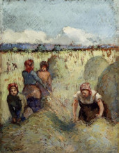Картина "haymaking" художника "писсарро камиль"