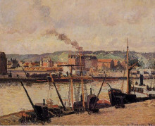 Репродукция картины "morning, rouen, the quays" художника "писсарро камиль"