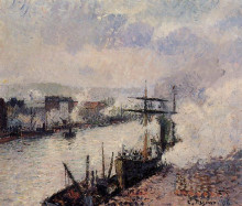 Копия картины "steamboats in the port of rouen" художника "писсарро камиль"