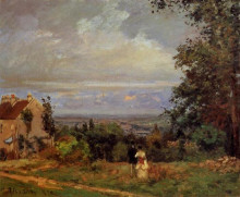 Репродукция картины "landscape near louveciennes" художника "писсарро камиль"
