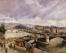 Репродукция картины "the pont boieldieu, rouen, rain effect" художника "писсарро камиль"
