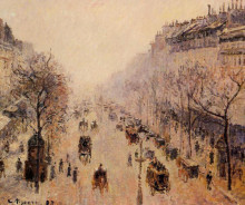 Репродукция картины "boulevard montmartre morning, sunlight and mist" художника "писсарро камиль"