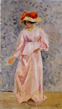 Копия картины "portrait of jeanne in a pink robe" художника "писсарро камиль"