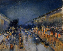 Картина "the boulevard montmartre at night" художника "писсарро камиль"