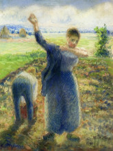 Копия картины "workers in the fields" художника "писсарро камиль"