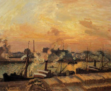 Репродукция картины "boats, sunset, rouen" художника "писсарро камиль"