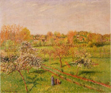 Репродукция картины "morning, flowering apple trees, eragny" художника "писсарро камиль"