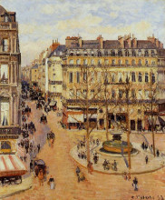 Репродукция картины "rue saint honore morning sun effect, place du theatre francais" художника "писсарро камиль"