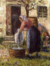 Репродукция картины "the laundry woman" художника "писсарро камиль"