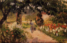 Репродукция картины "garden at eragny" художника "писсарро камиль"
