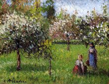 Репродукция картины "apple blossoms, eragny" художника "писсарро камиль"