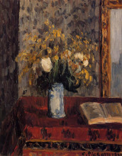 Репродукция картины "vase of flowers, tulips and garnets" художника "писсарро камиль"