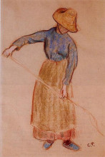Репродукция картины "peasant with a pitchfork" художника "писсарро камиль"