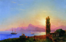Копия картины "закат на море" художника "айвазовский иван"
