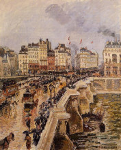 Репродукция картины "the pont neuf, rainy afternoon" художника "писсарро камиль"