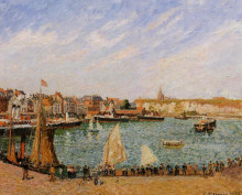 Репродукция картины "afternoon, sun, the inner harbor, dieppe" художника "писсарро камиль"