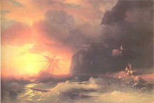 Репродукция картины "кораблекрушение у горы афон" художника "айвазовский иван"