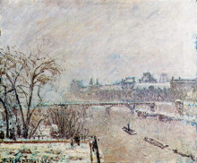 Репродукция картины "the seine viewed from the pont neuf, winter" художника "писсарро камиль"