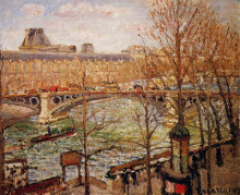 Репродукция картины "the pont du carrousel, afternoon" художника "писсарро камиль"