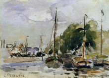 Копия картины "boats at dock" художника "писсарро камиль"