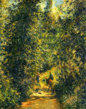 Репродукция картины "path under the trees, summer" художника "писсарро камиль"
