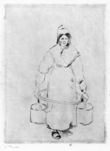 Картина "peasant woman at the well" художника "писсарро камиль"