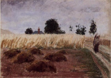 Копия картины "peasant woman on a country road" художника "писсарро камиль"