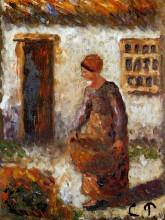 Картина "peasant woman with basket" художника "писсарро камиль"