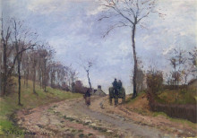 Репродукция картины "carriage on a country road, winter, outskirts of louveciennes" художника "писсарро камиль"