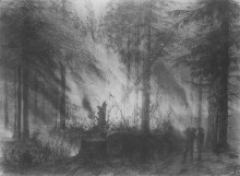 Репродукция картины "пожар в сухой кобре" художника "поленов василий"