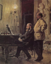 Копия картины "с.и.мамонтов и п.а.спиро у рояля" художника "поленов василий"