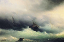 Копия картины "корабли в бурю" художника "айвазовский иван"