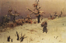 Репродукция картины "солдат с вязанкой дров" художника "поленов василий"