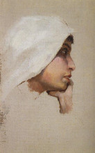 Репродукция картины "голова молодой женщины в белом покрывале" художника "поленов василий"