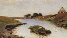 Репродукция картины "пейзаж с рекой" художника "поленов василий"