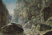 Репродукция картины "ущелье среди скалистых гор" художника "поленов василий"